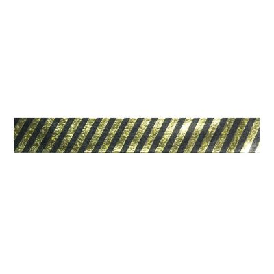 Wrapables&#174; Colorful Washi Masking Tape, Black and Metallic Gold Stripes Image 1