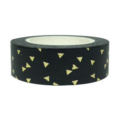 Wrapables&#174; Colorful Washi Masking Tape, Black and Metallic Gold Triangles Image 1