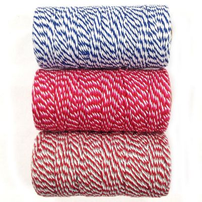Wrapables Cotton Baker's Twine 12ply 330 Yards (Set of 3 Spools x 110 Yards) ( Navy, Red & Hot Pink, Red & Grey) Image 1