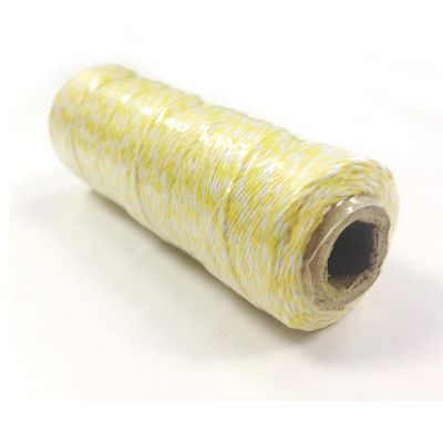 Wrapables Cotton Baker's Twine 4ply (109yd/100m), Yellow/White Image 1