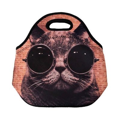 Wrapables Crazy Cat Insulated Neoprene Lunch Bag, Image 1