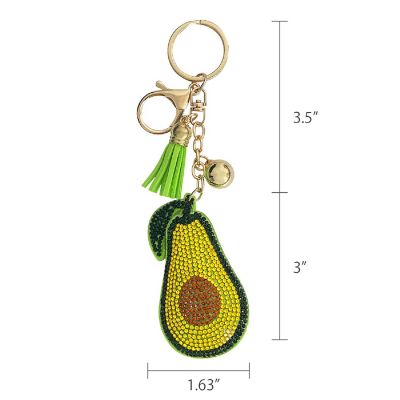 Wrapables Crystal Bling Key Chain Keyring Car Purse Handbag Pendant Charm, Avacado Image 1