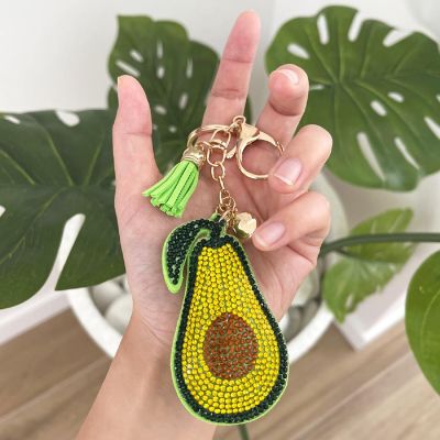 Wrapables Crystal Bling Key Chain Keyring Car Purse Handbag Pendant Charm, Avacado Image 2