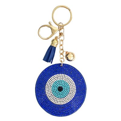 Wrapables Crystal Bling Key Chain Keyring Car Purse Handbag Pendant Charm, Blue Evil Eye Image 1