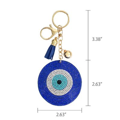 Wrapables Crystal Bling Key Chain Keyring Car Purse Handbag Pendant Charm, Blue Evil Eye Image 1