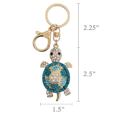 Wrapables Crystal Bling Key Chain Keyring Car Purse Handbag Pendant Charm, Blue Sea Turtle Image 1