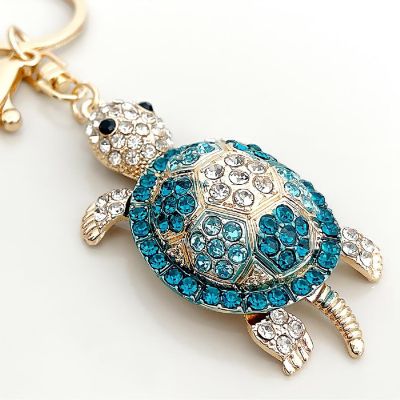 Wrapables Crystal Bling Key Chain Keyring Car Purse Handbag Pendant Charm, Blue Sea Turtle Image 2