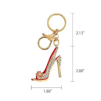 Wrapables Crystal Bling Key Chain Keyring Car Purse Handbag Pendant Charm, Pink High Heel Image 1