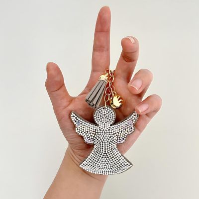 Wrapables Crystal Bling Key Chain Keyring with Tassel Car Purse Handbag Pendant, Angel Image 2