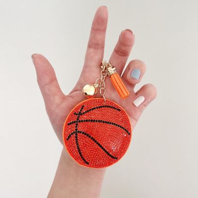 Wrapables Crystal Bling Key Chain Keyring with Tassel Car Purse Handbag Pendant, Basketball Image 2