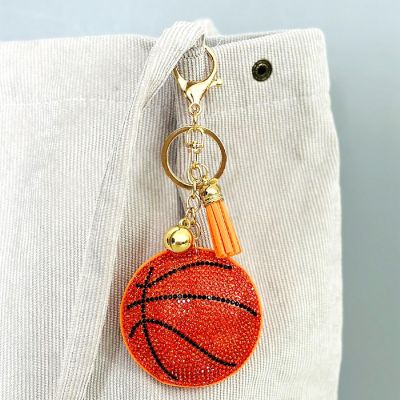 Wrapables Crystal Bling Key Chain Keyring with Tassel Car Purse Handbag Pendant, Basketball Image 3
