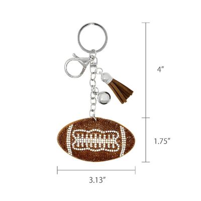 Wrapables Crystal Bling Key Chain Keyring with Tassel Car Purse Handbag Pendant, Football Image 1