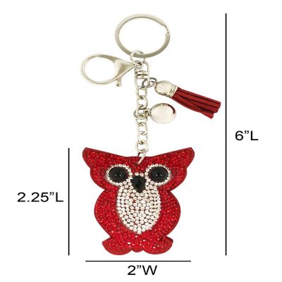 Wrapables&#174; Crystal Bling Key Chain Keyring with Tassel Car Purse Handbag Pendant, Owl Image 1