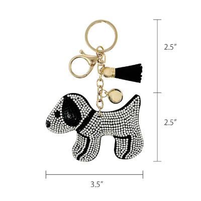 Wrapables Crystal Bling Key Chain Keyring with Tassel Car Purse Handbag Pendant, Puppy Image 1