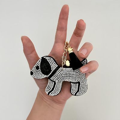 Wrapables Crystal Bling Key Chain Keyring with Tassel Car Purse Handbag Pendant, Puppy Image 2