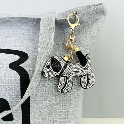 Wrapables Crystal Bling Key Chain Keyring with Tassel Car Purse Handbag Pendant, Puppy Image 3