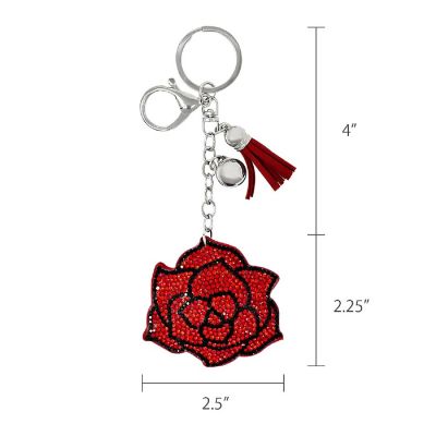 Wrapables Crystal Bling Key Chain Keyring with Tassel Car Purse Handbag Pendant, Rose Image 1