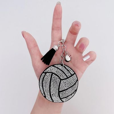 Wrapables Crystal Bling Key Chain Keyring with Tassel Car Purse Handbag Pendant, Volleyball Image 2