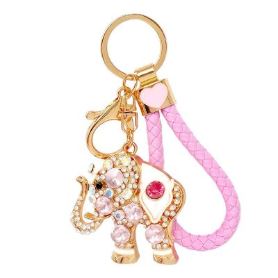 Wrapables Crystal Bling Keychain, Keyring Purse Handbag Pendant Charm, Pink Elephant Image 1