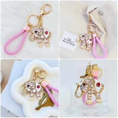 Wrapables Crystal Bling Keychain, Keyring Purse Handbag Pendant Charm, Pink Elephant Image 2