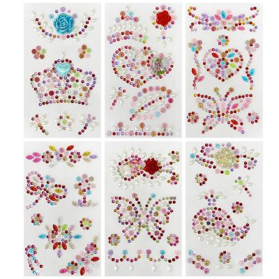 Wrapables Crystal Rhinestone Gem Stickers, Bling Jewel Adhesives for DIY Arts & Crafts, Smartphones, Water Bottles, Sunglass Cases (Set of 6), Floral and Crown Image 1