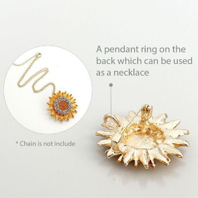 Wrapables Crystal Rhinestone Sunflower Brooch Pin Image 2