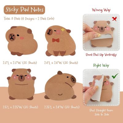 Wrapables Cute Capybara Sticky Notes (Set of 8) Image 1