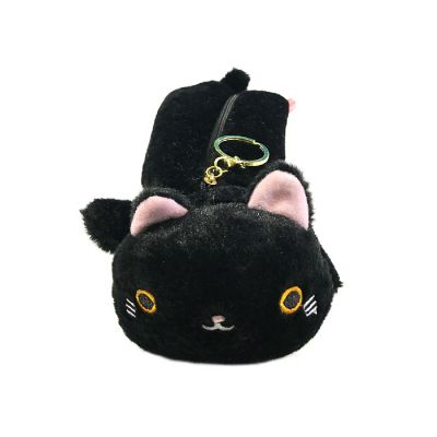 Wrapables Cute Cat Pouch Plush Pencil Case, Midnight Image 1