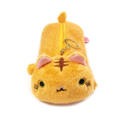 Wrapables Cute Cat Pouch Plush Pencil Case, Tabby Image 1