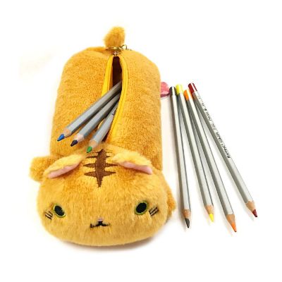 Wrapables Cute Cat Pouch Plush Pencil Case, Tabby Image 2