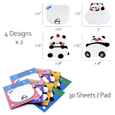Wrapables Cute Panda Sticky Notes (Set Of 8) Image 1