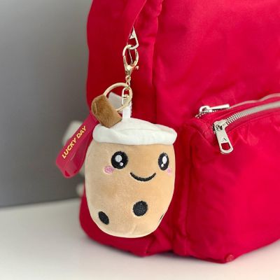 Wrapables Cute Plush Keychain Keyring Pendant Charm for Bag, Boba Tea Image 2