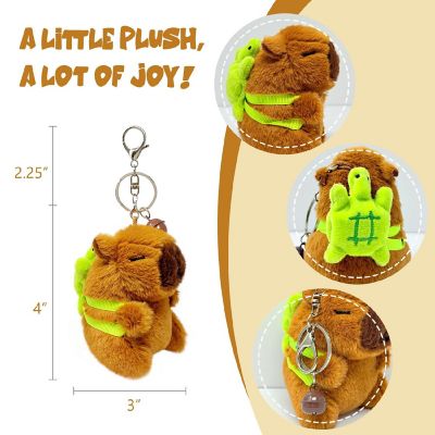 Wrapables Cute Plush Keychain Pendant Charm for Bag, Capybara Image 1