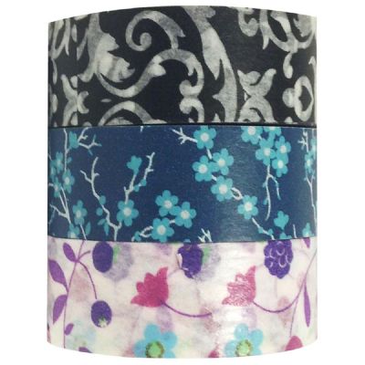 Wrapables Dark Blossoms 10M x 15mm Washi Masking Tape (set of 3) Image 1