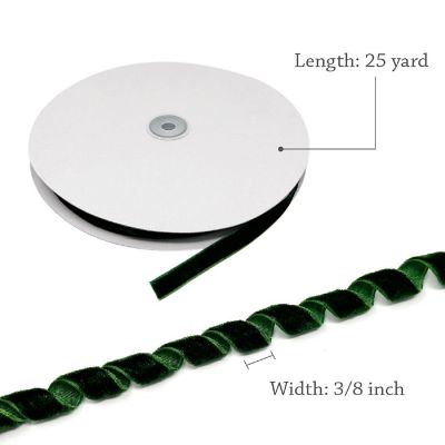 Wrapables Dark Green 3/8 Inch Velvet Ribbon 25 Yards) Image 1