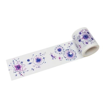Wrapables&#174; Decorative Festive 45mm x 5M Wide Washi Masking Tape, Purple Stars Image 1
