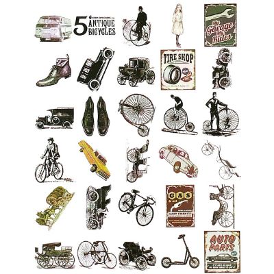 Wrapables Decorative Scrapbooking Washi Stickers (60 pcs), Automobile Image 1