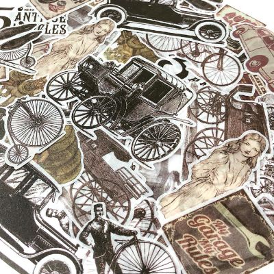 Wrapables Decorative Scrapbooking Washi Stickers (60 pcs), Automobile Image 2