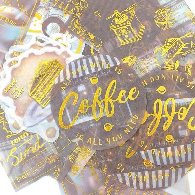 Wrapables Decorative Scrapbooking Washi Stickers (60 pcs), Coffee Image 3