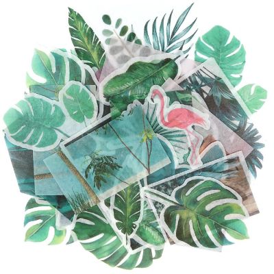 Wrapables Decorative Scrapbooking Washi Stickers (60 pcs), Fern Leaves Image 1
