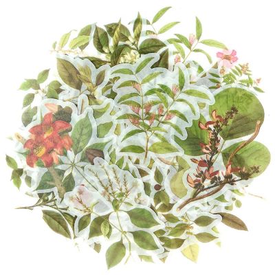 Wrapables Decorative Scrapbooking Washi Stickers (60 pcs), Greenery Image 1