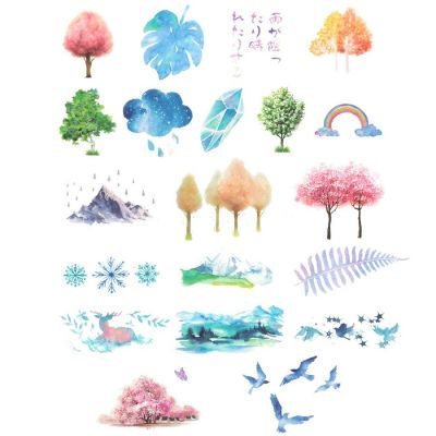 Wrapables Decorative Scrapbooking Washi Stickers (60 pcs), Rainbow Forest Image 1
