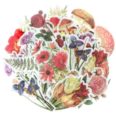 Wrapables Decorative Scrapbooking Washi Stickers (60 pcs), Spring Flowers Image 1