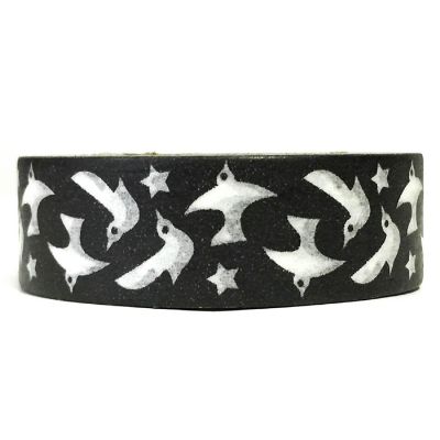 Wrapables Decorative Washi Masking Tape, Black Dove and Star Image 1