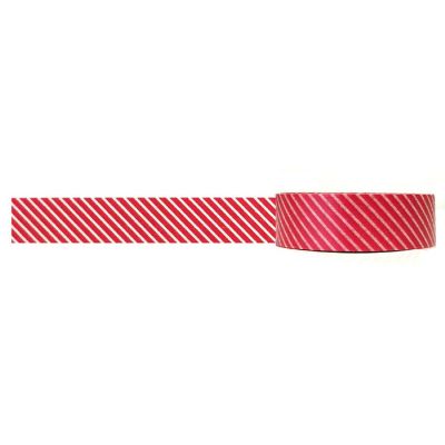 Wrapables Decorative Washi Masking Tape, Fire Red Diagonal Stripes Image 1
