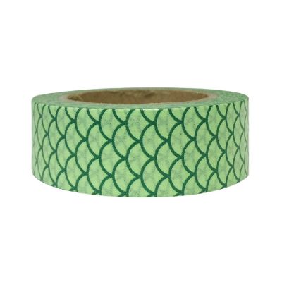 Wrapables Decorative Washi Masking Tape, Green Scales Image 1
