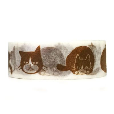Wrapables Decorative Washi Masking Tape, Happy Cat Image 1