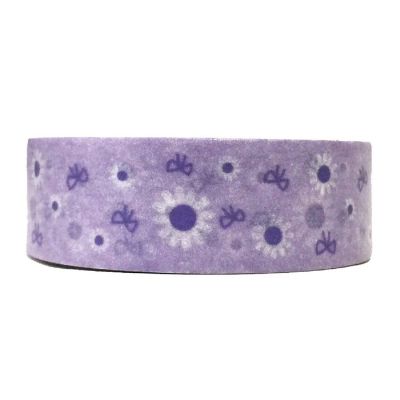 Wrapables Decorative Washi Masking Tape, Lavender Bows and Daisies Image 1