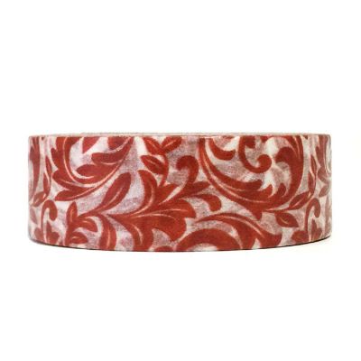 Wrapables Decorative Washi Masking Tape, Red Decorative Vines Image 1