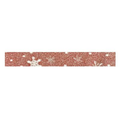 Wrapables Decorative Washi Masking Tape, Red Shimmer Snowflake Image 1